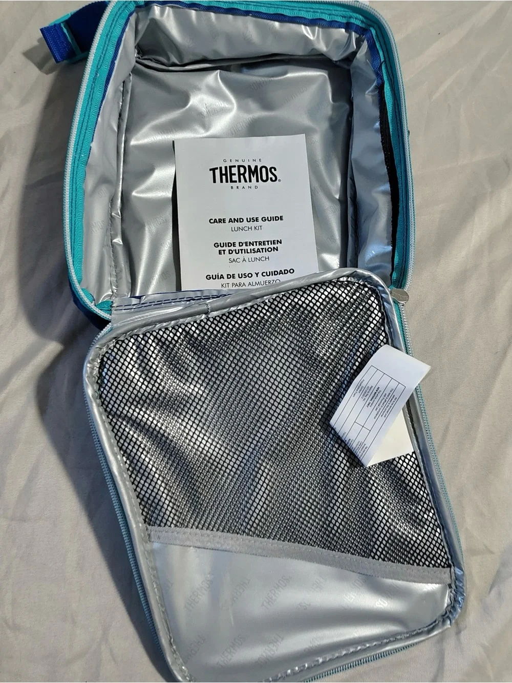 Thermos Bright Blue & Teal Lunch Bag with Polka Dot Accent New with Tags